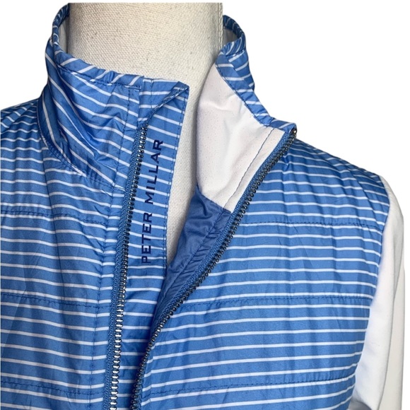 PETER MILLAR: Blue & White Striped Madeline Hybrid Jacket - Size Small - Picture 3 of 14